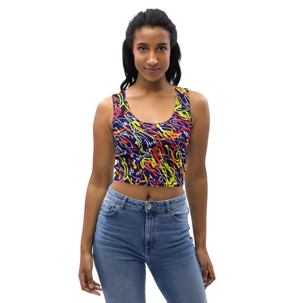 Neon Currents on Crop Top — Front