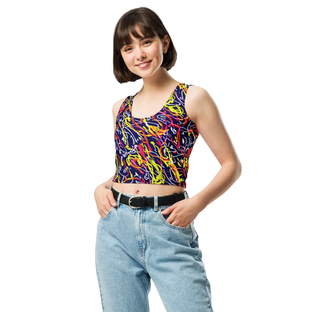 Neon Currents on Crop Top — Front