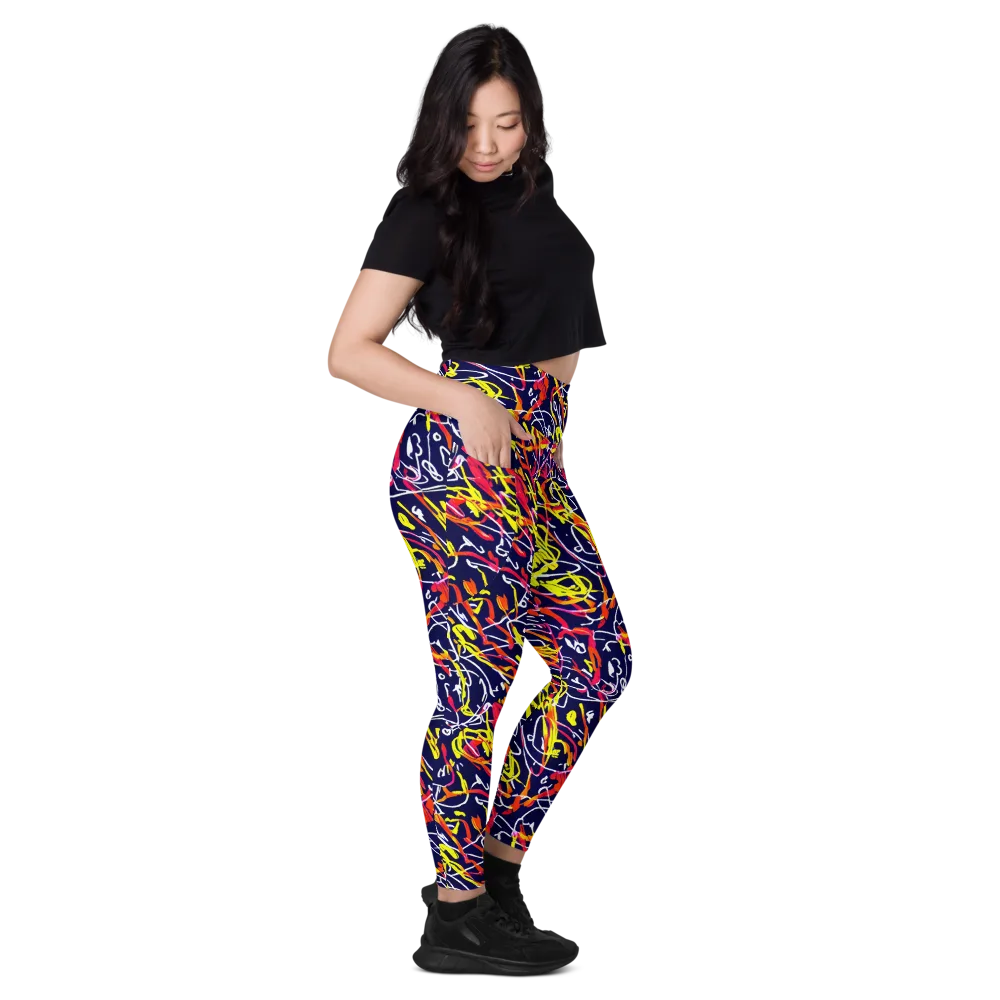 Neon Currents on Leggings with Pockets — Right