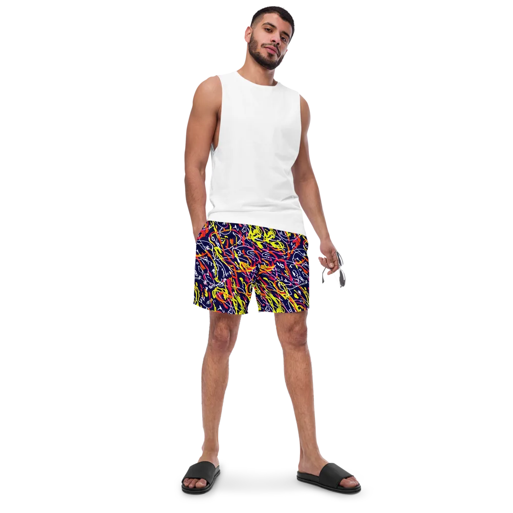 Neon Currents on Swim Trunks — Front
