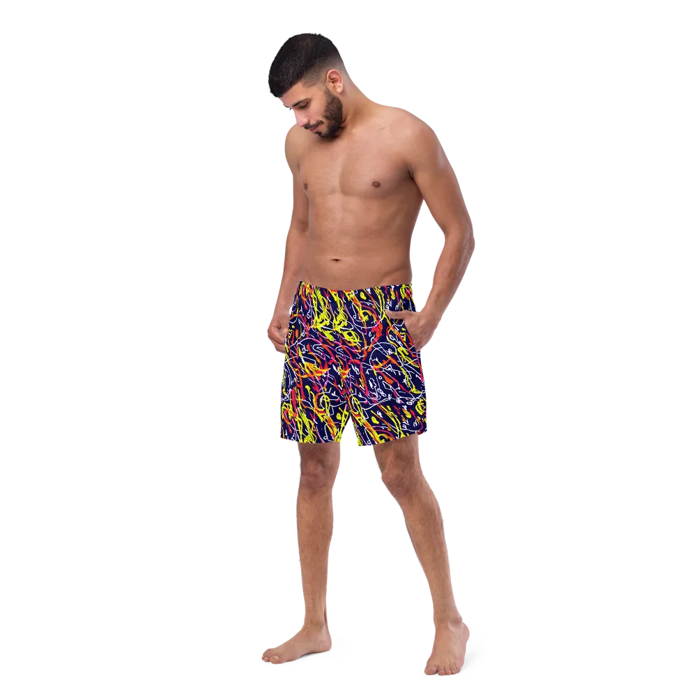 Neon Currents on Swim Trunks — Left Front