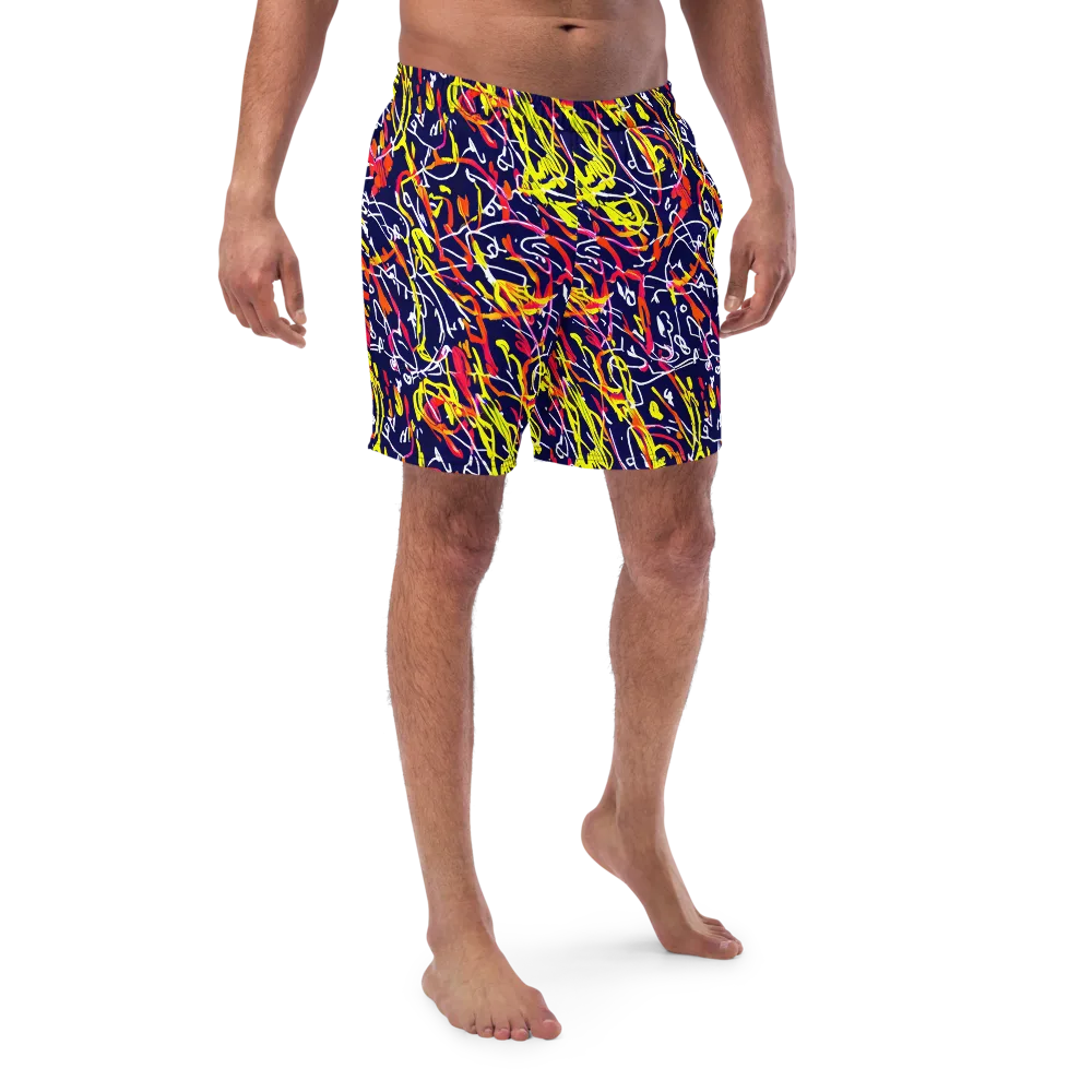 Neon Currents on Swim Trunks — Front