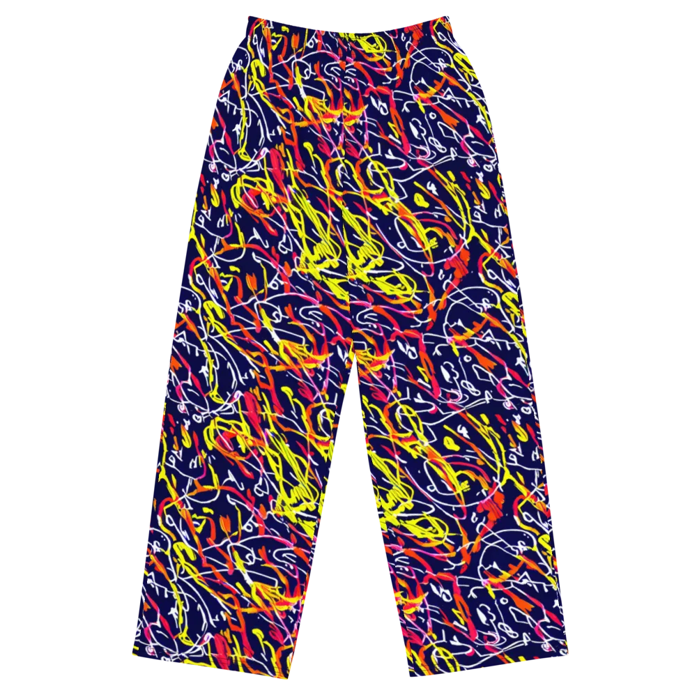 Neon Currents on Wide-Leg Pants — Front