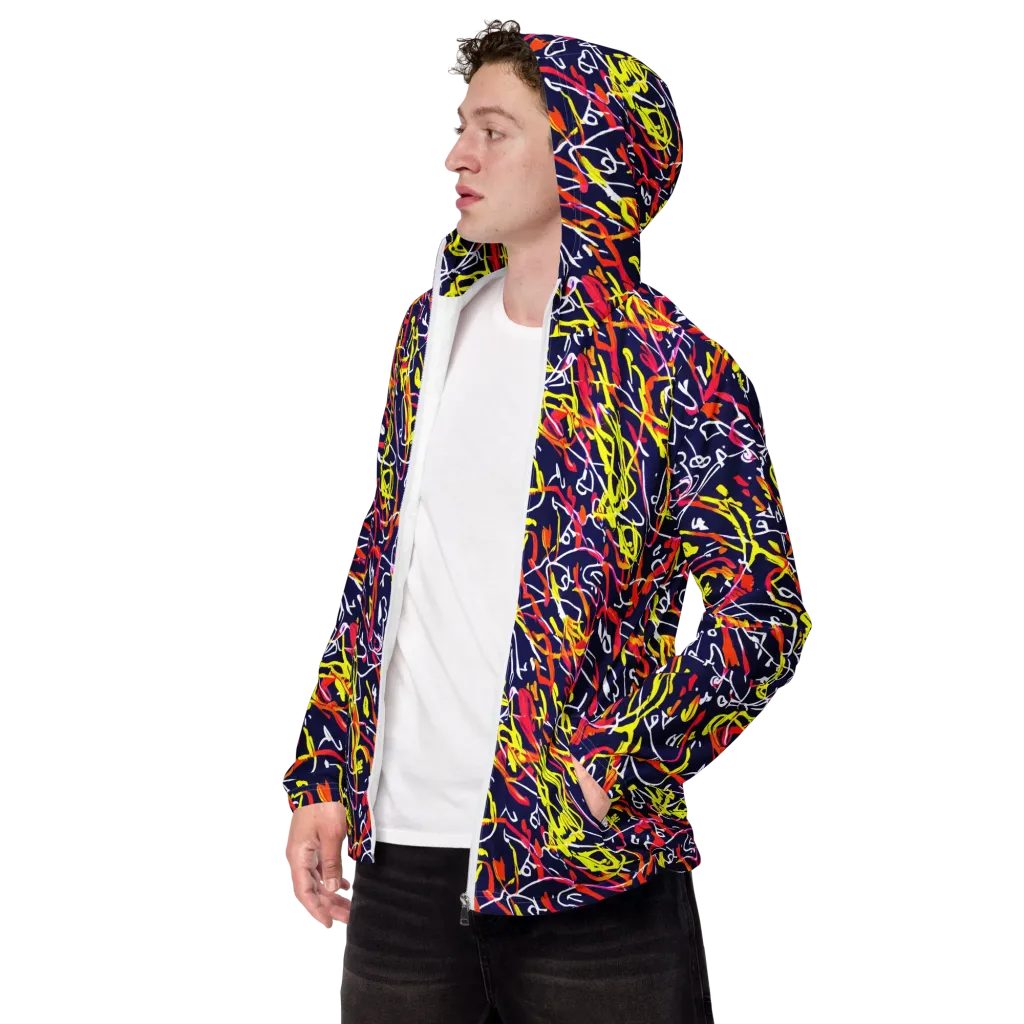 Neon Currents on Men's Windbreaker — Left Front