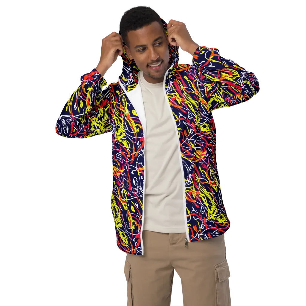 Neon Currents on Men's Windbreaker — Front