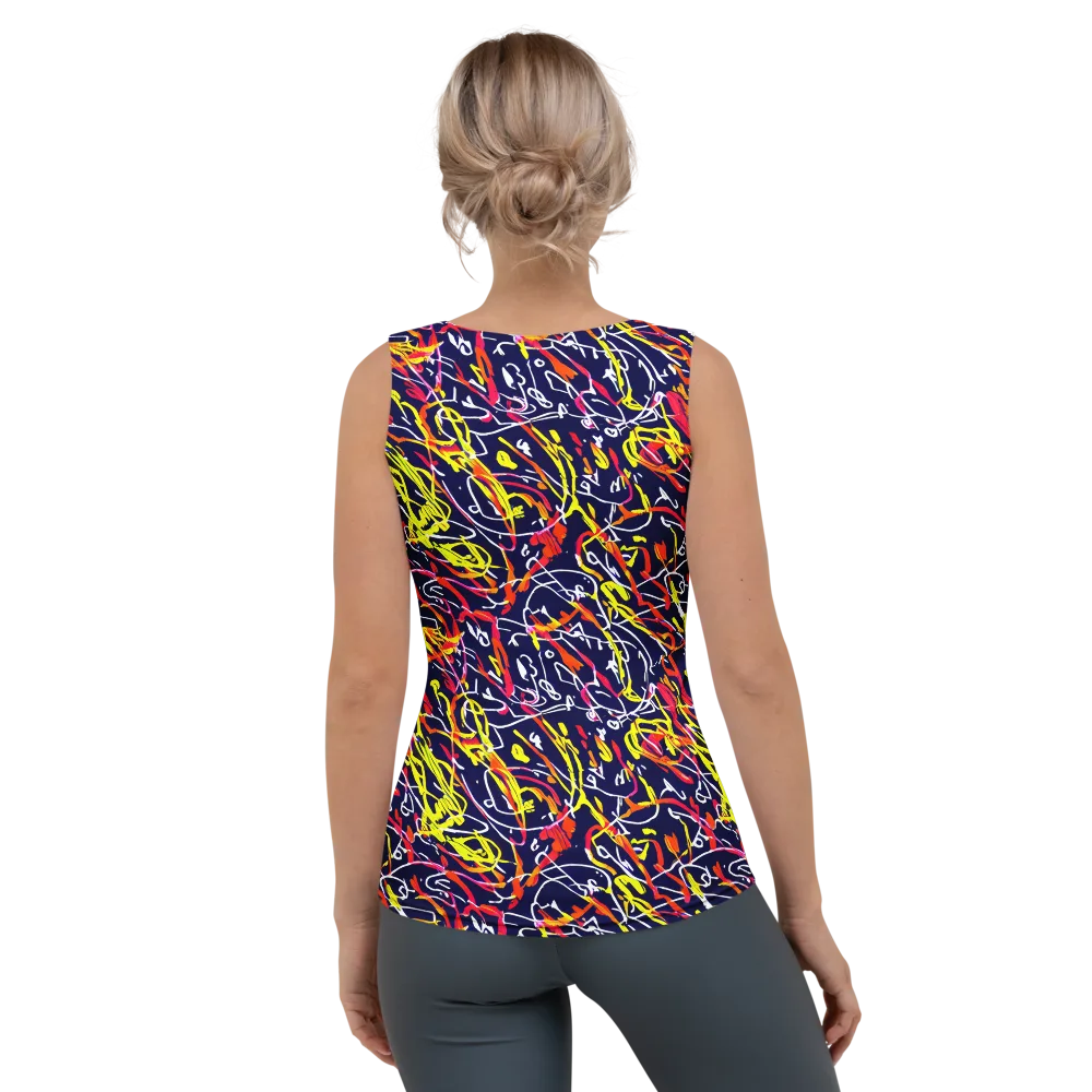 Neon Currents on Women's Tank Top — Back