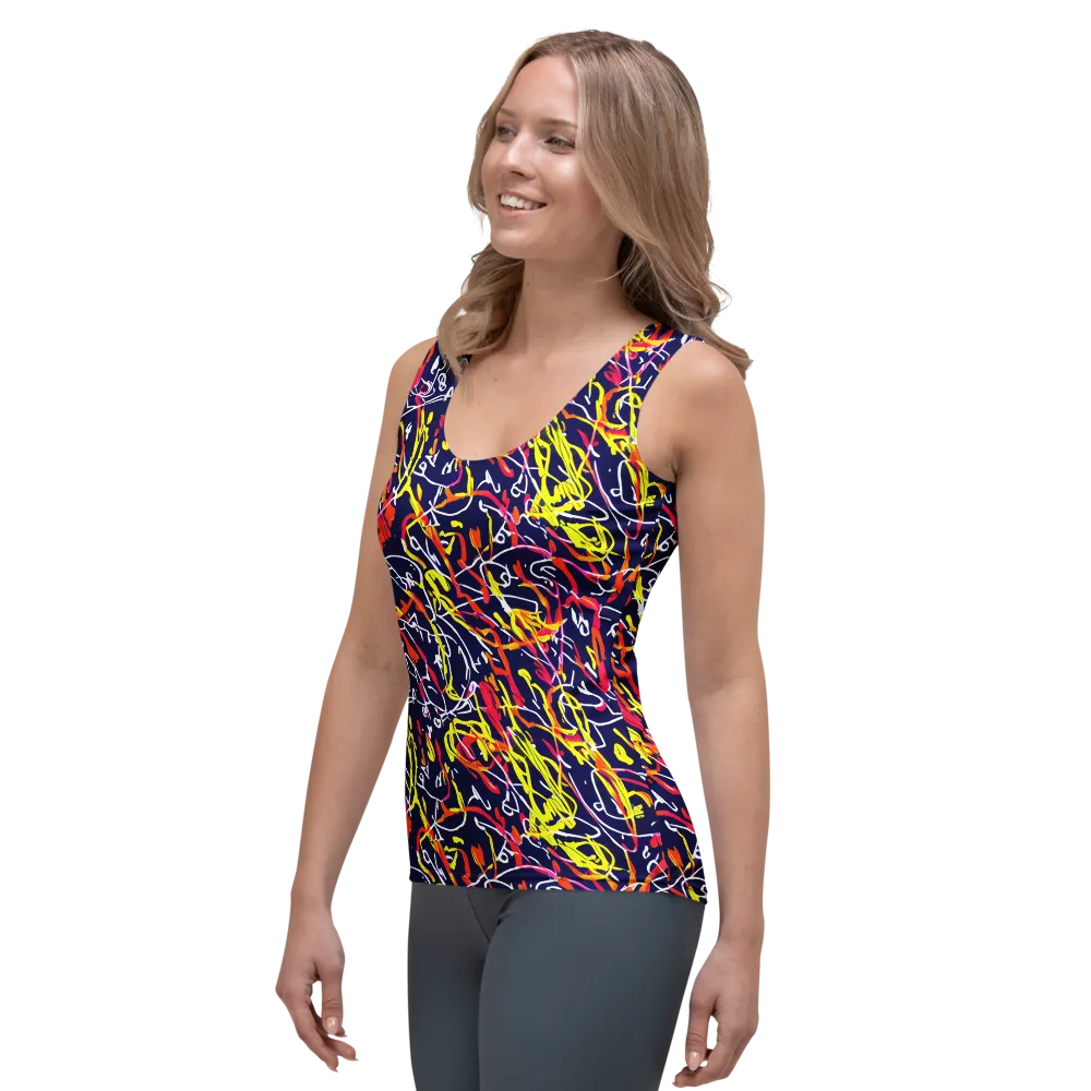 Neon Currents on Women's Tank Top — Left Front