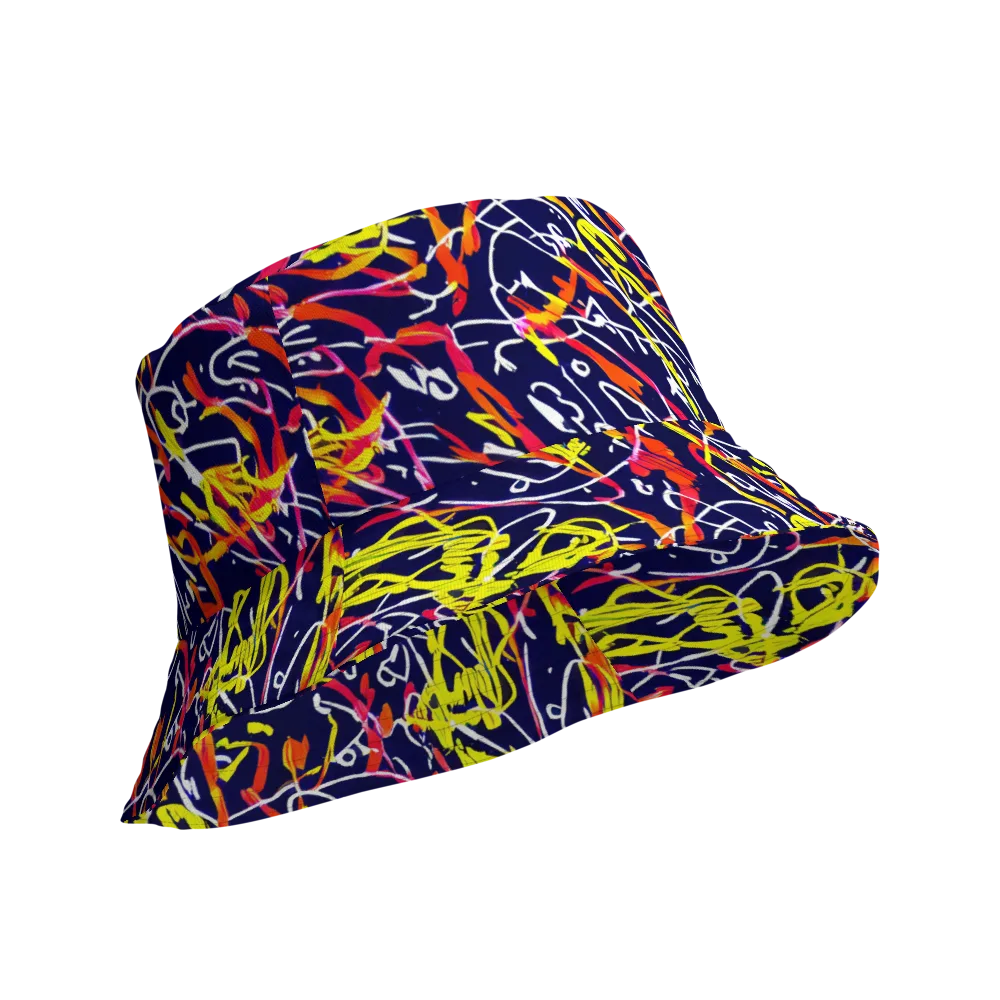 Neon Currents on Reversible Bucket Hat — Product details Outside