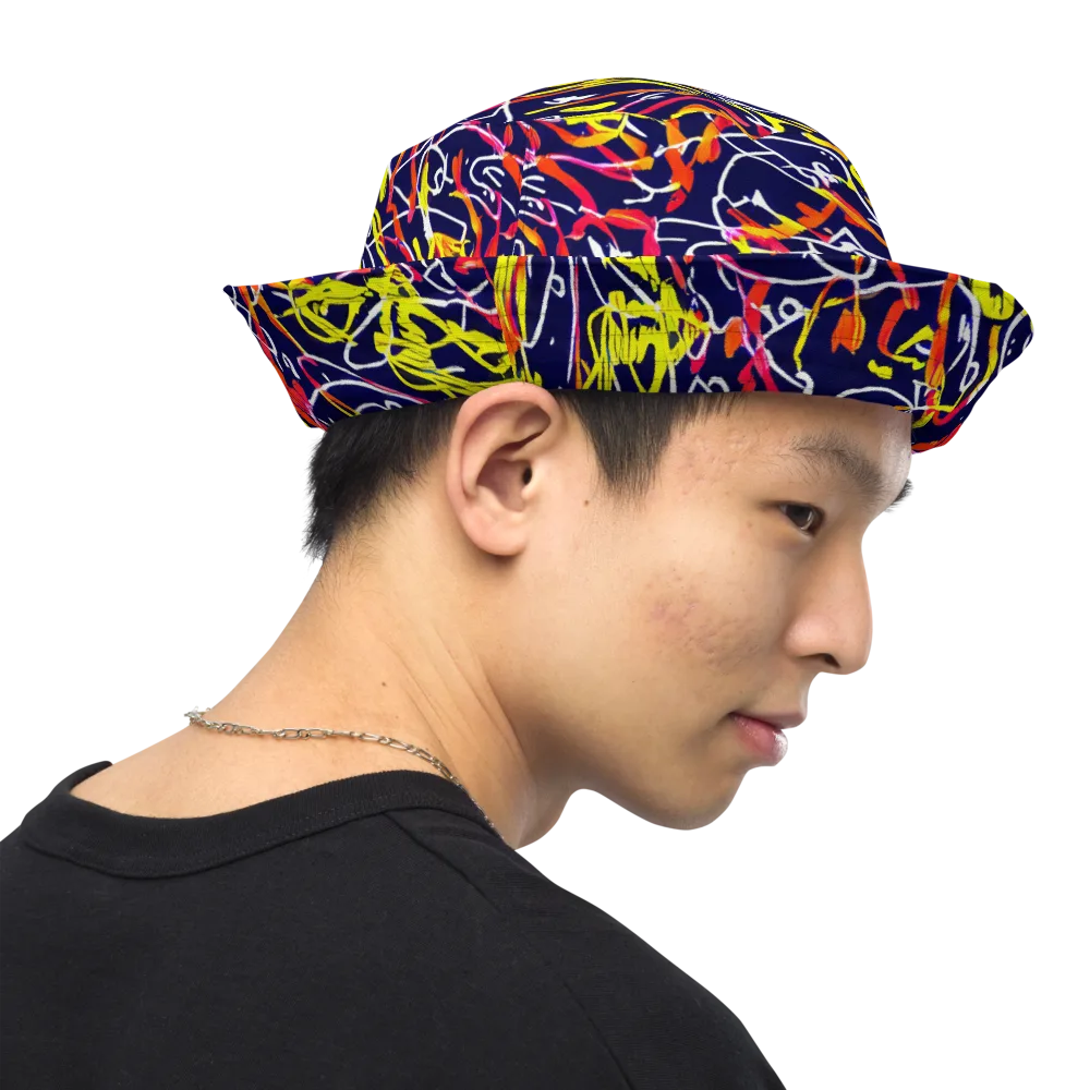 Neon Currents on Reversible Bucket Hat — Right Outside