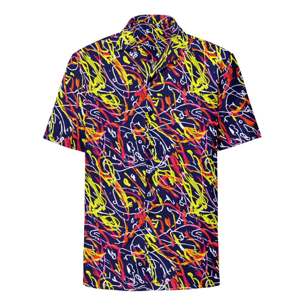Neon Currents on Button Shirt — Front