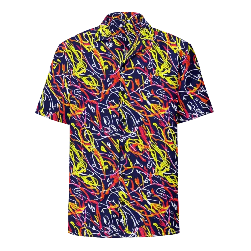 Neon Currents on a Button Shirt