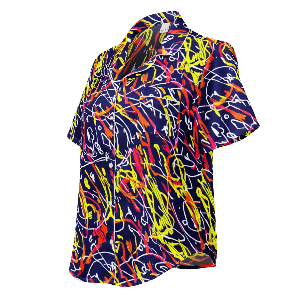Neon Currents on Women's Short Sleeve Pajama Top — Left Front