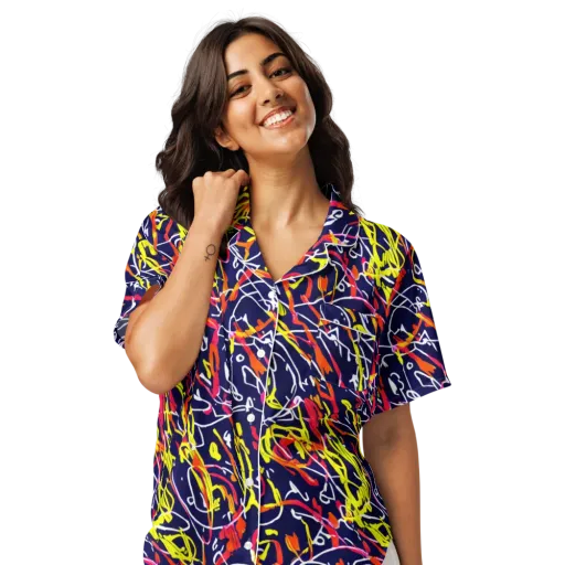 Neon Currents on a Women's Short Sleeve Pajama Top