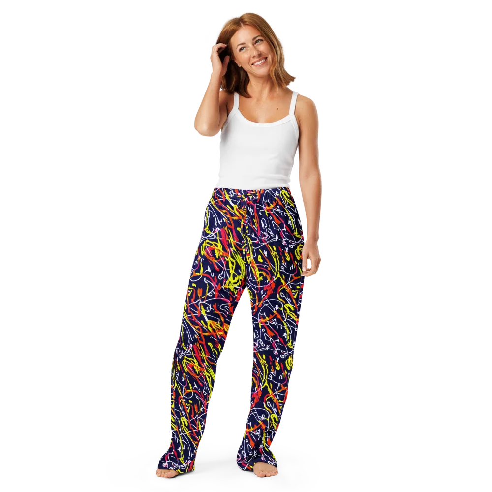 Neon Currents on Women's Pajama Pants — Front