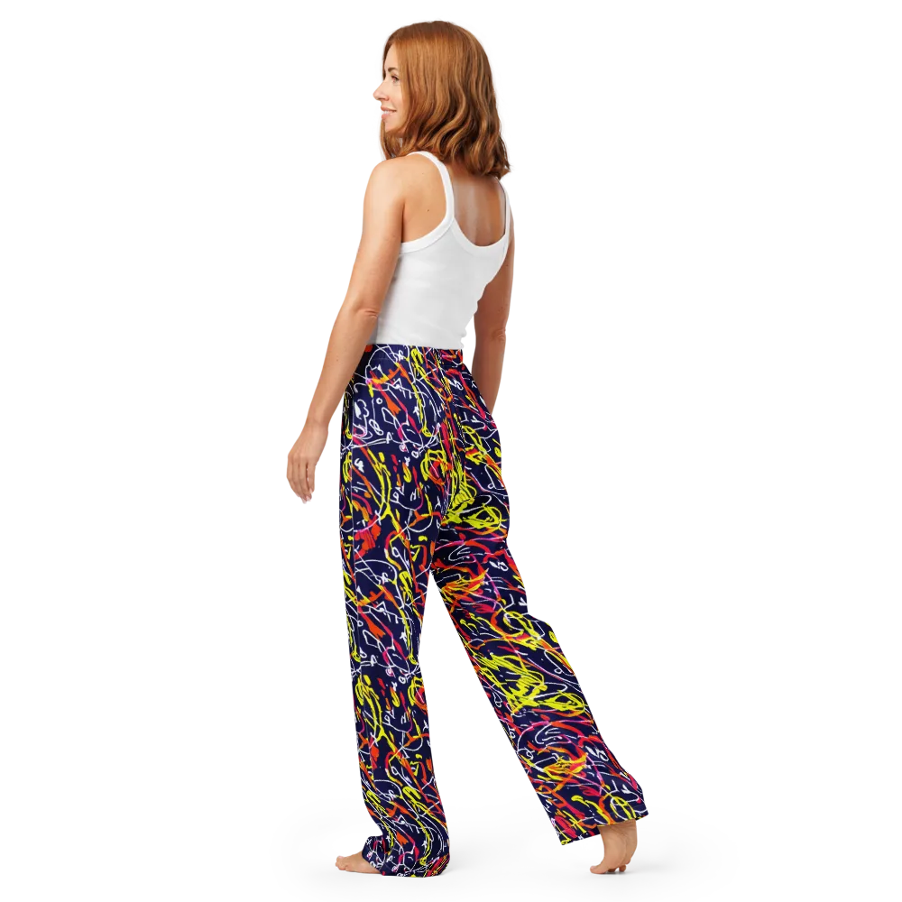 Neon Currents on Women's Pajama Pants — Back