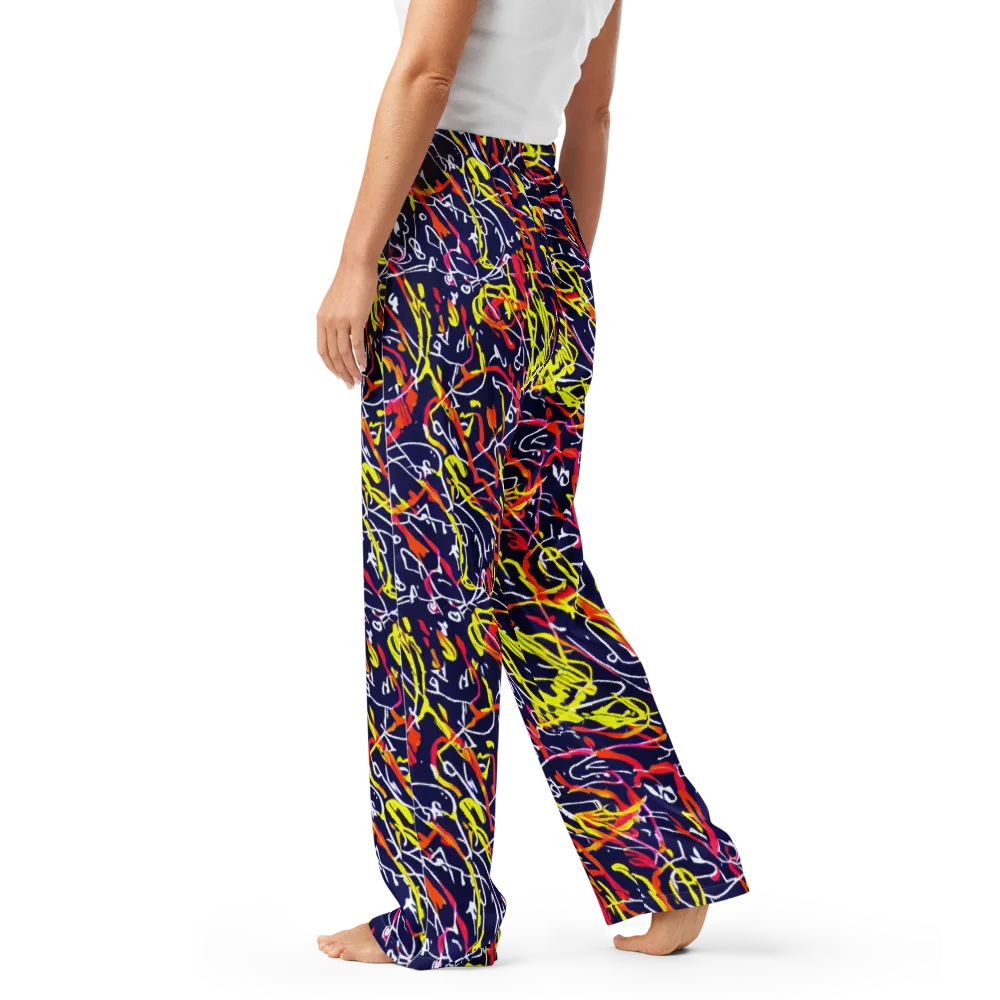 Neon Currents on Women's Pajama Pants — Left
