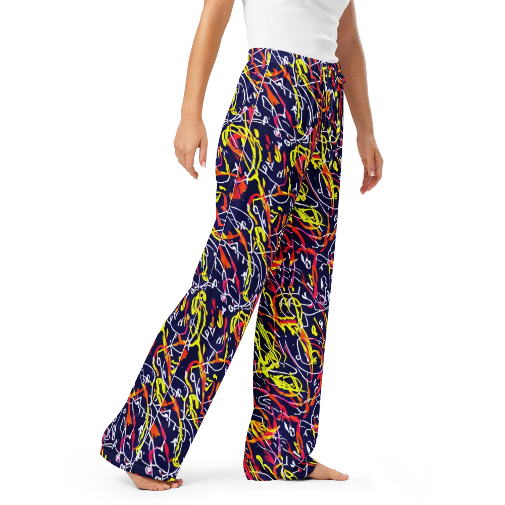 Neon Currents on Women's Pajama Pants — Right Front