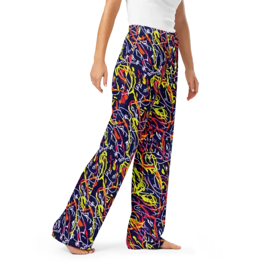 Neon Currents on a Women's Pajama Pants