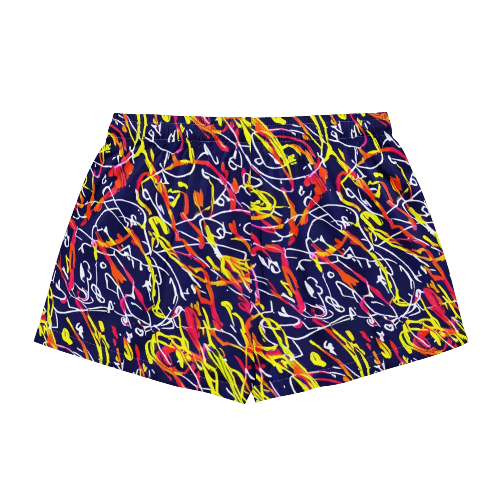 Neon Currents on Women's Pajama Shorts — Back