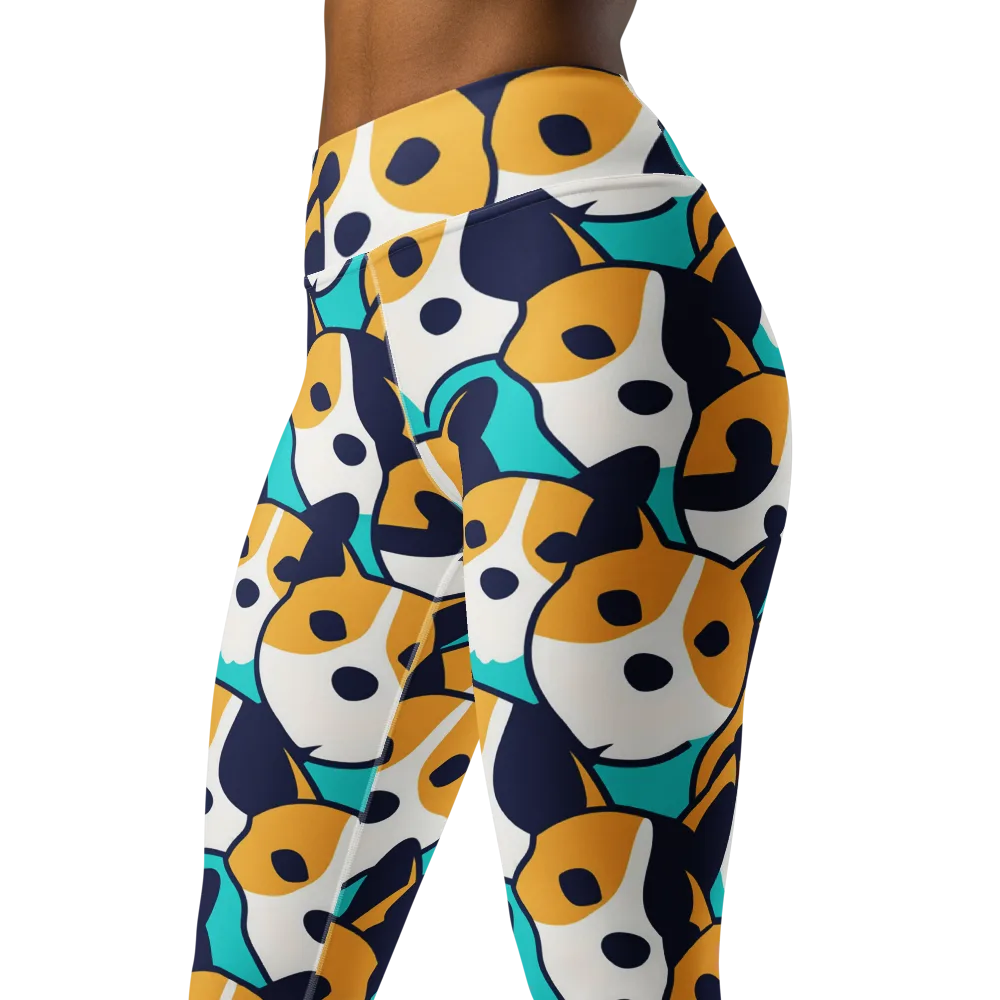 Calico Current on Yoga Leggings — Left Front
