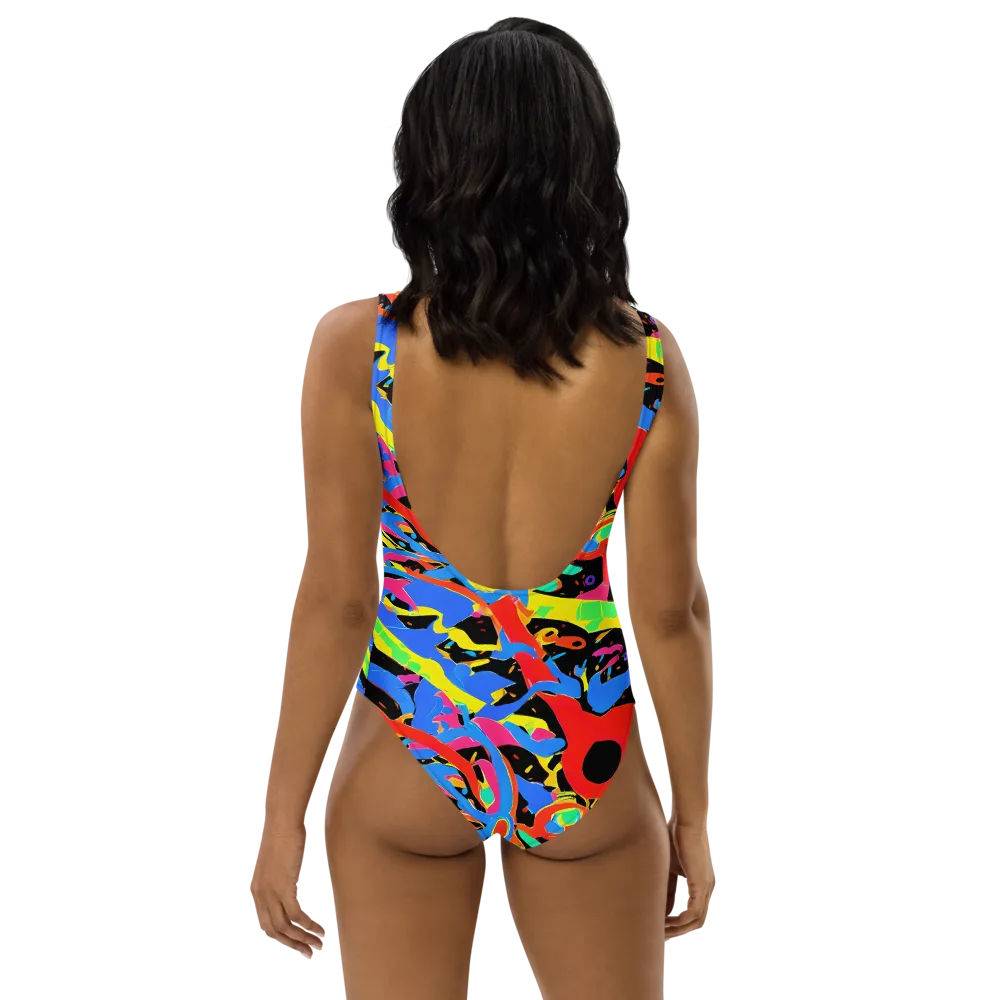 Orbit Opus on One-Piece Swimsuit — Back