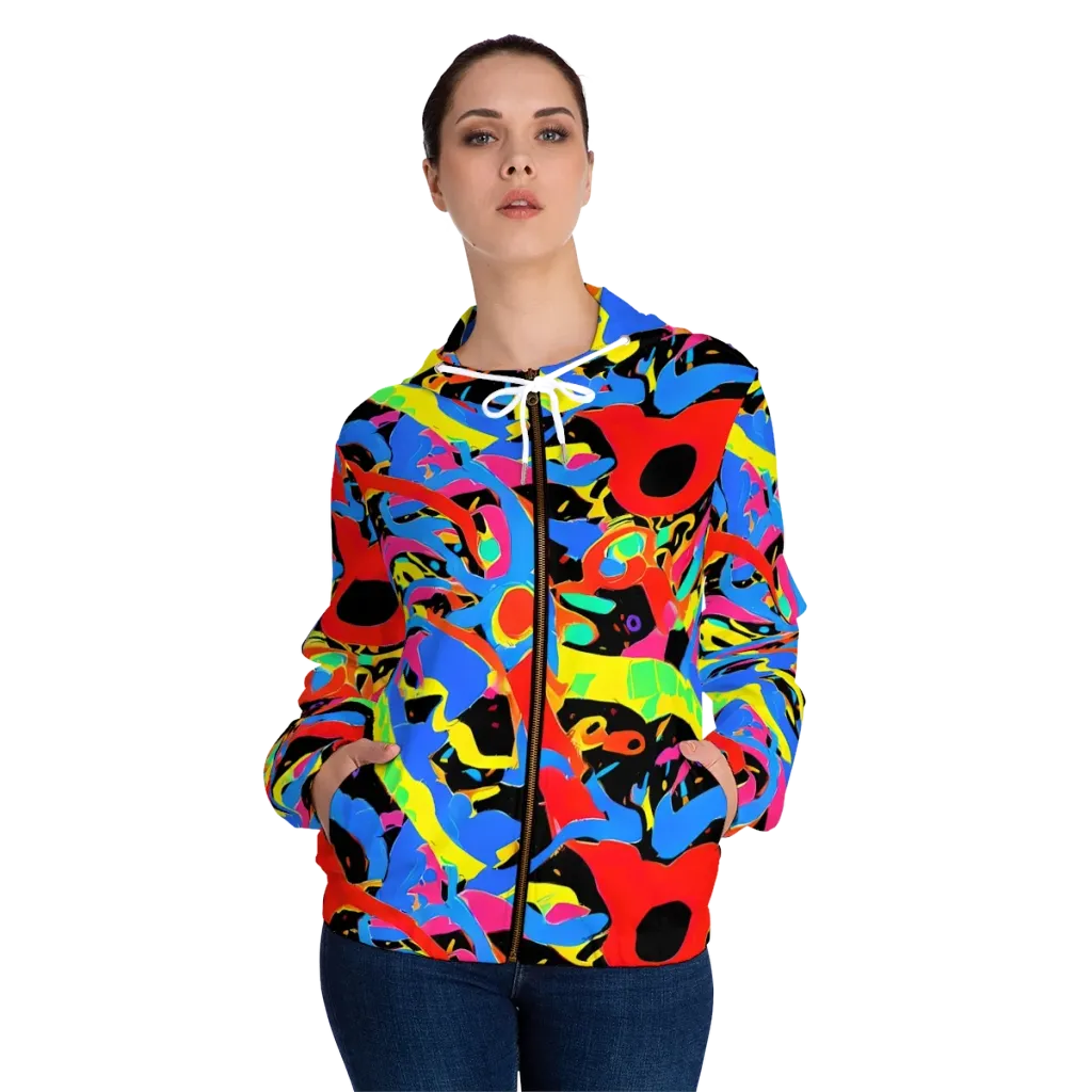 Orbit Opus on Women's Full-Zip Hoodie — Front On Person
