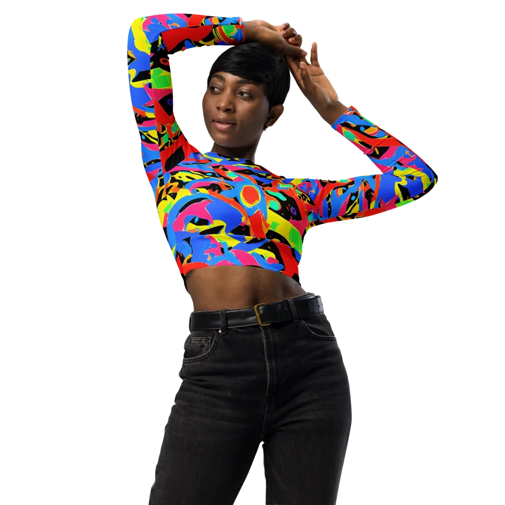 Orbit Opus on Long Sleeve Crop Top — Front