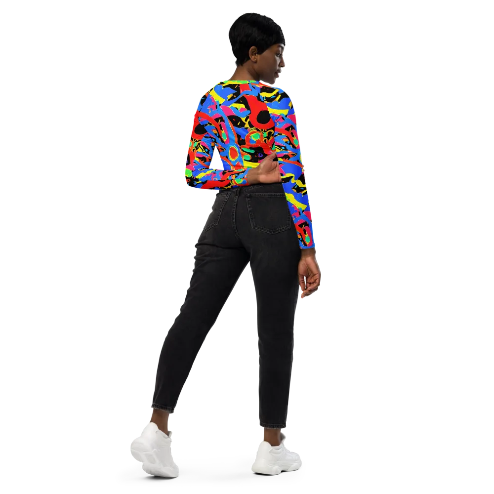 Orbit Opus on Long Sleeve Crop Top — Right Back
