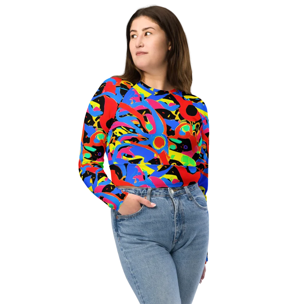 Orbit Opus on Long Sleeve Crop Top — Front