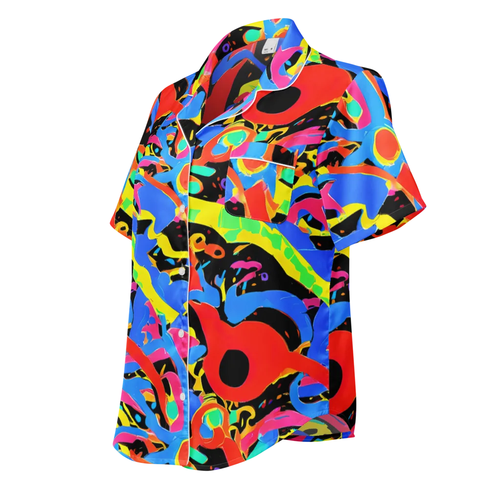 Orbit Opus on Women's Short Sleeve Pajama Top — Left Front