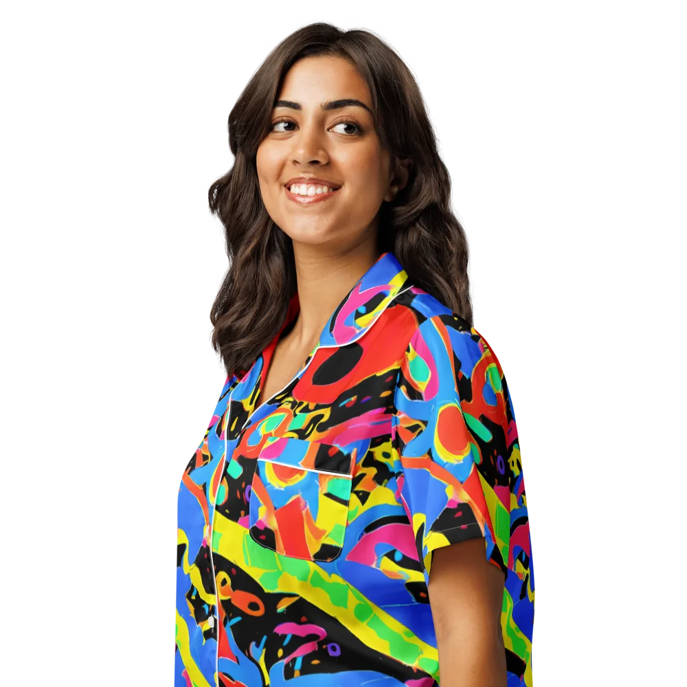 Orbit Opus on Women's Short Sleeve Pajama Top — Left Front