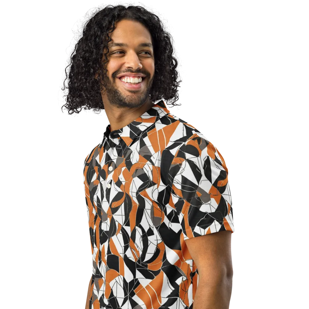 Ember Facet on Men's Slim Fit Polo Shirt — Left Front