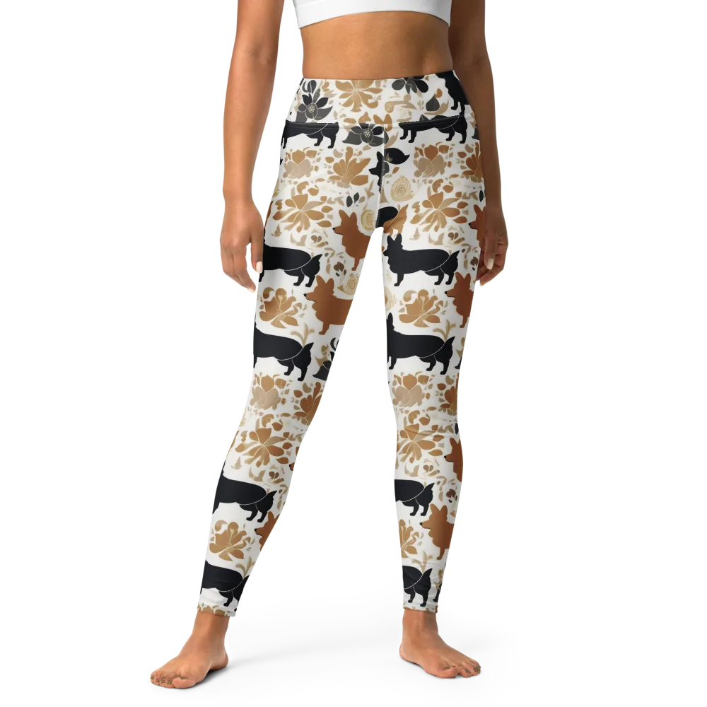 Canine Chinoiserie on Yoga Leggings — Front