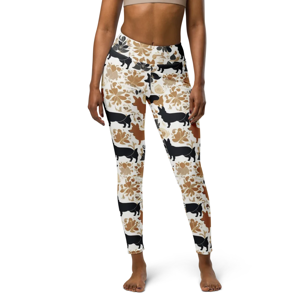 Canine Chinoiserie on Yoga Leggings — Front