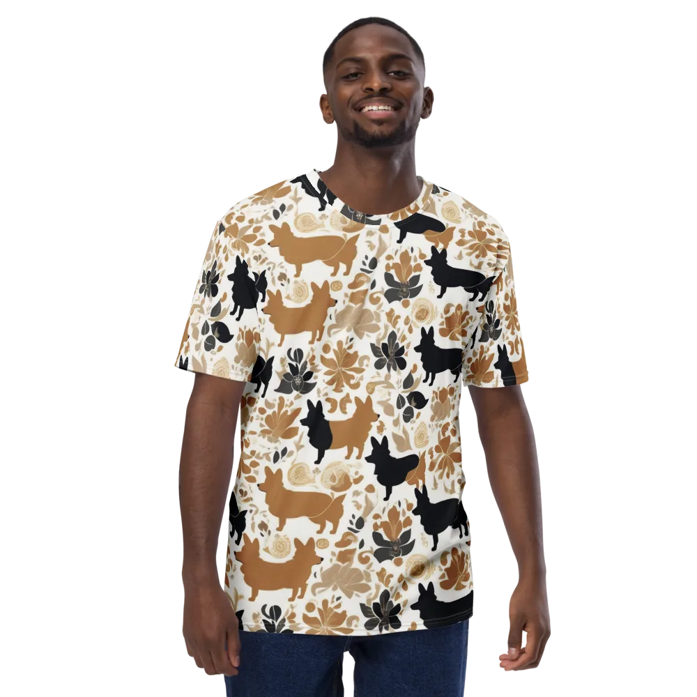Canine Chinoiserie on Men's Crew Neck T-Shirt — Front