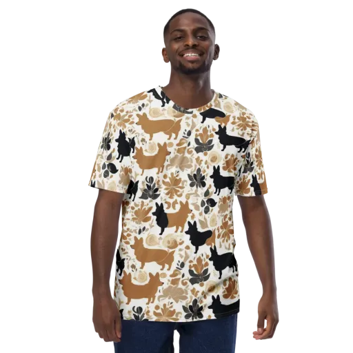 Canine Chinoiserie on a Men's Crew Neck T-Shirt