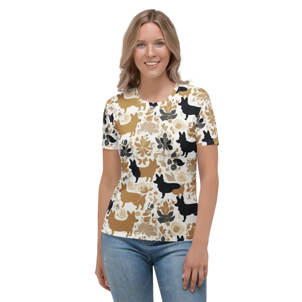 Canine Chinoiserie on Women's Crew Neck T-Shirt — Front