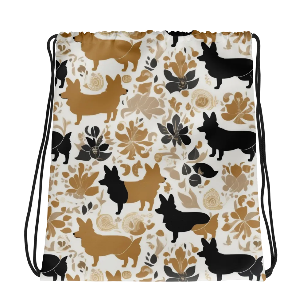 Canine Chinoiserie on Drawstring Bag — Photo