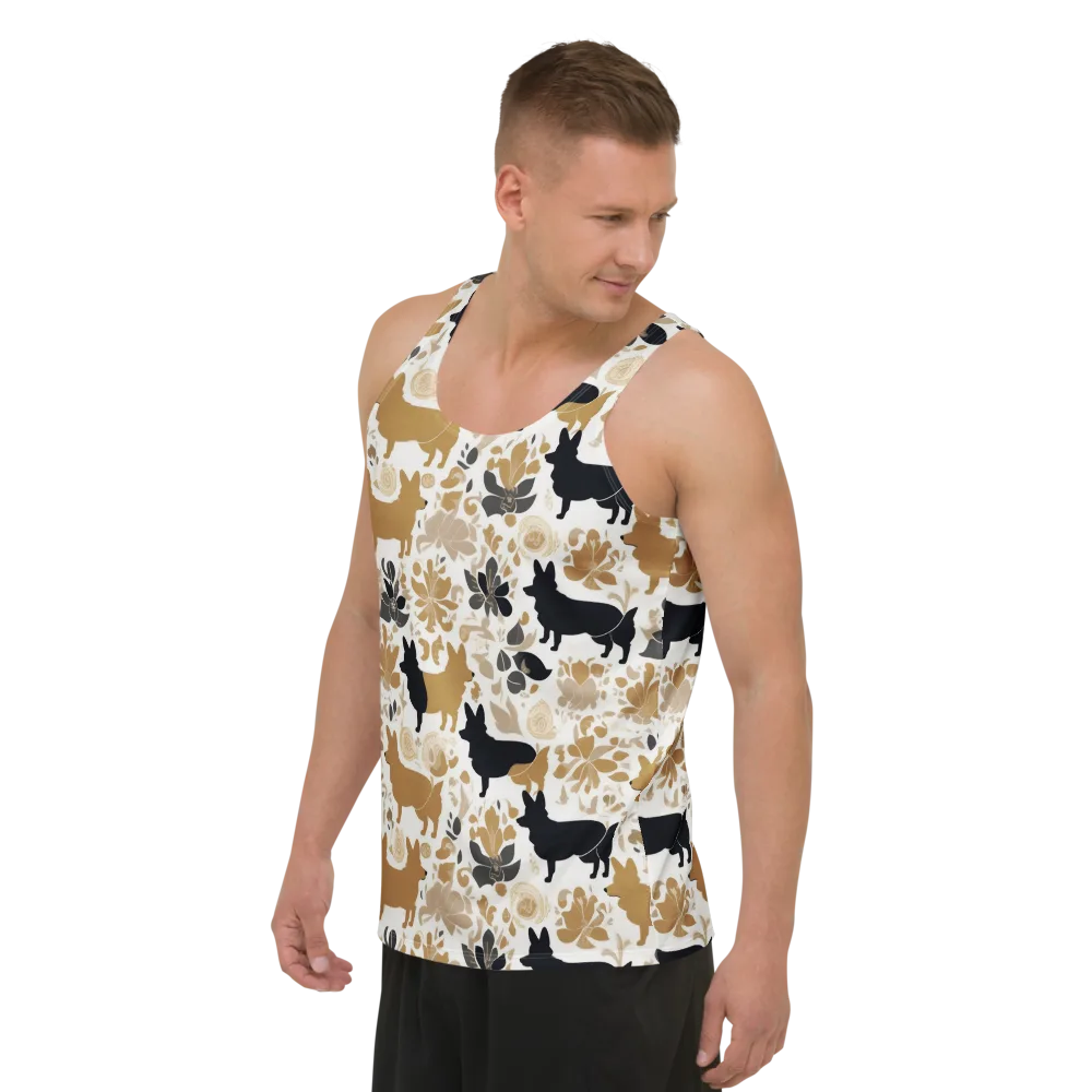 Canine Chinoiserie on Men's Tank Top — Left Front