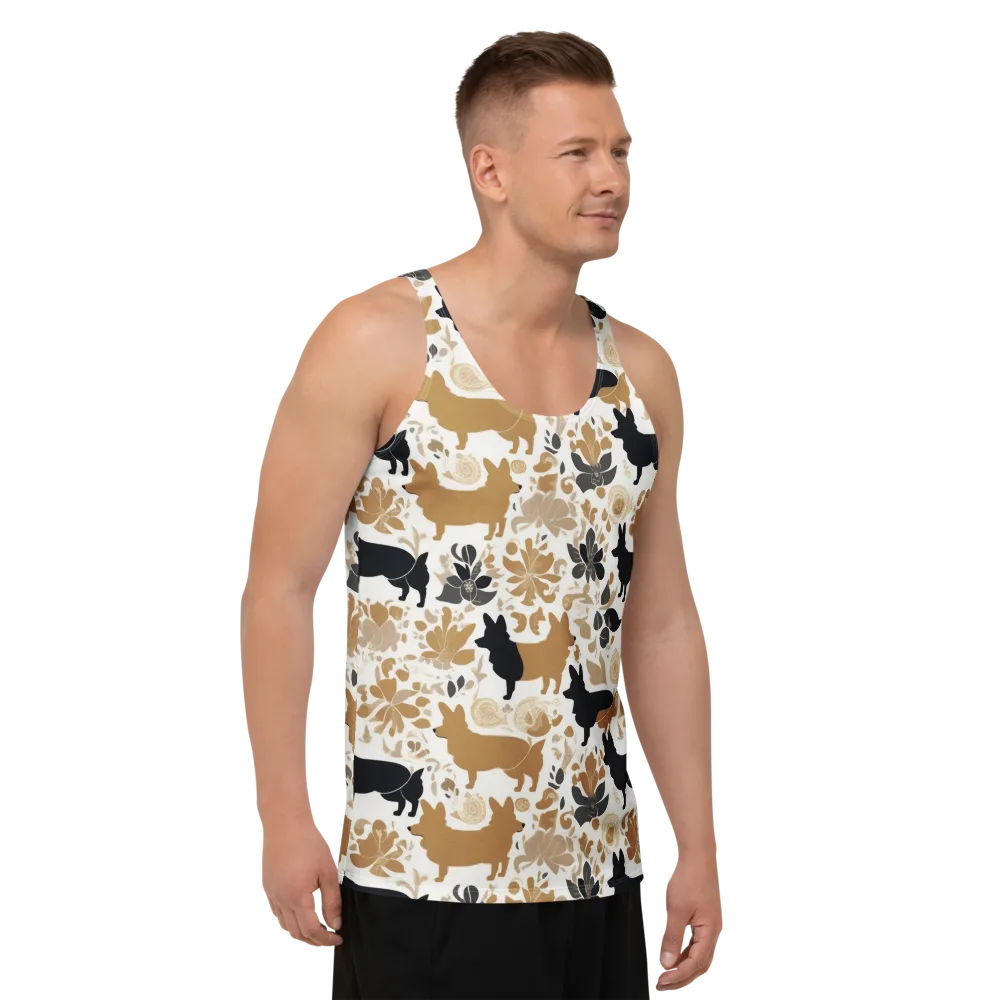 Canine Chinoiserie on Men's Tank Top — Right Front