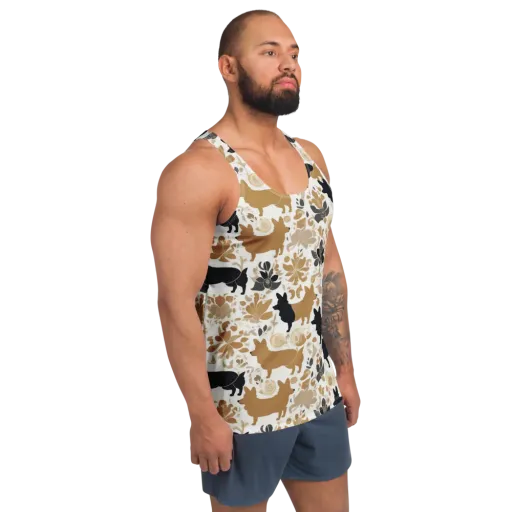 Canine Chinoiserie on a Men's Tank Top