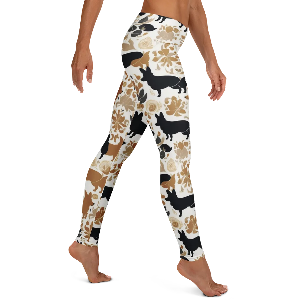 Canine Chinoiserie on Leggings — Right