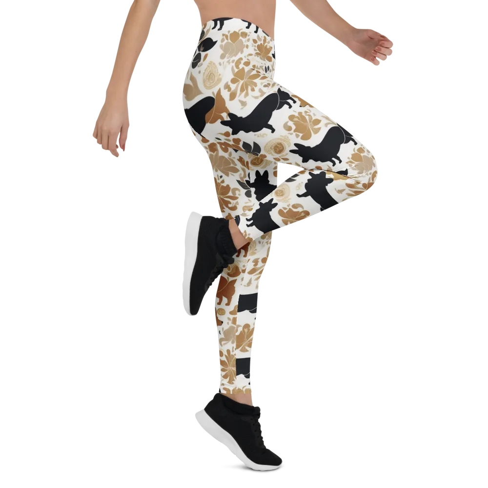 Canine Chinoiserie on Leggings — Right