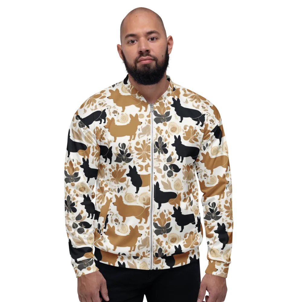 Canine Chinoiserie on Bomber Jacket — Front