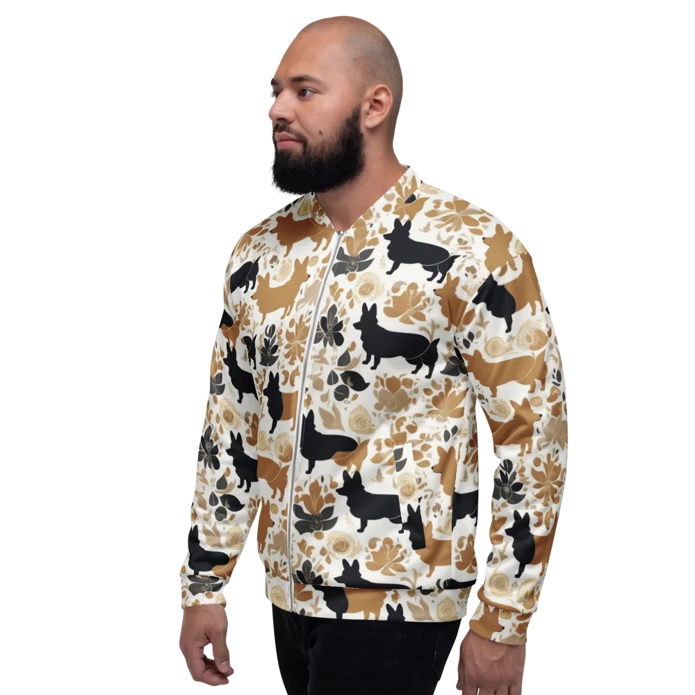 Canine Chinoiserie on Bomber Jacket — Left