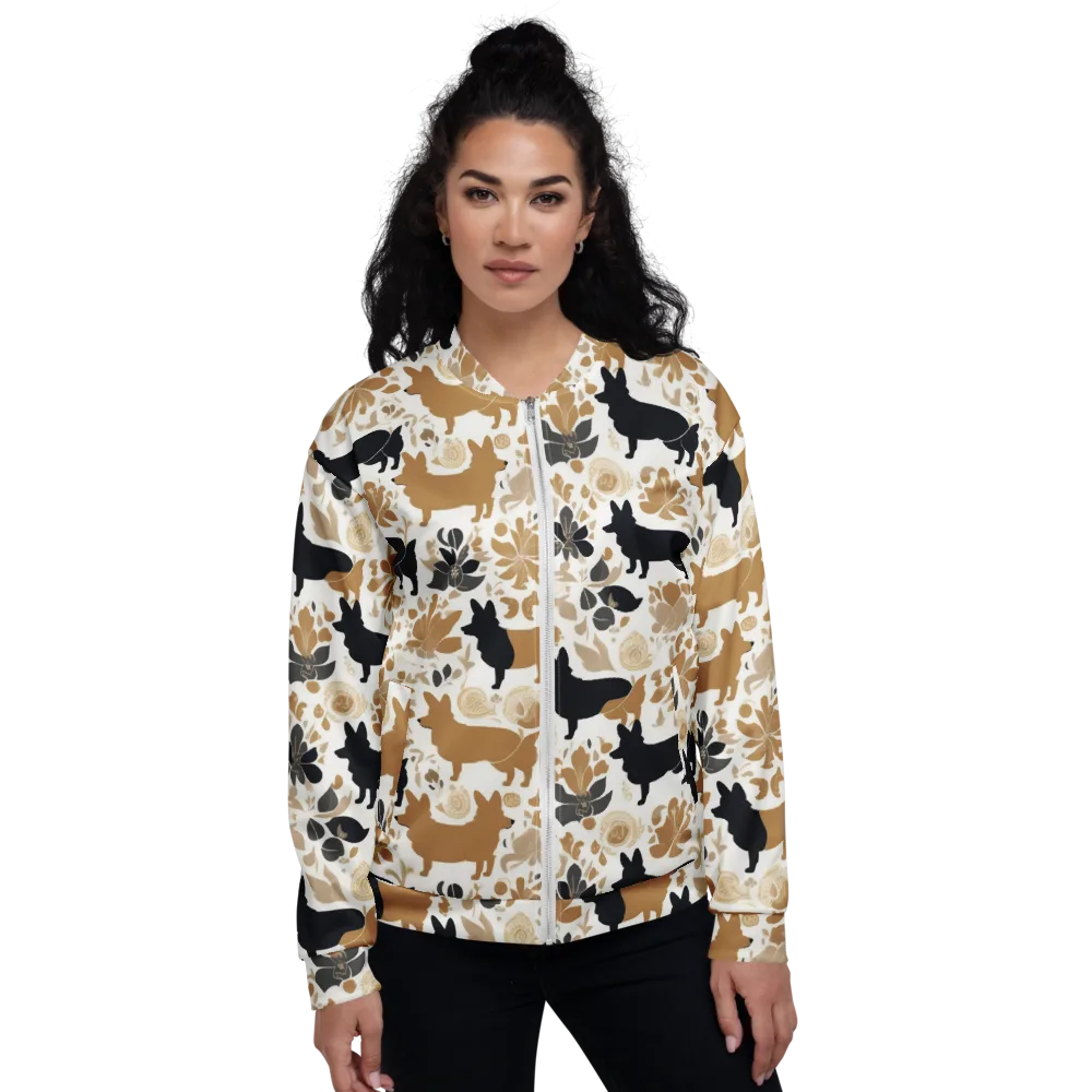 Canine Chinoiserie on Bomber Jacket — Front