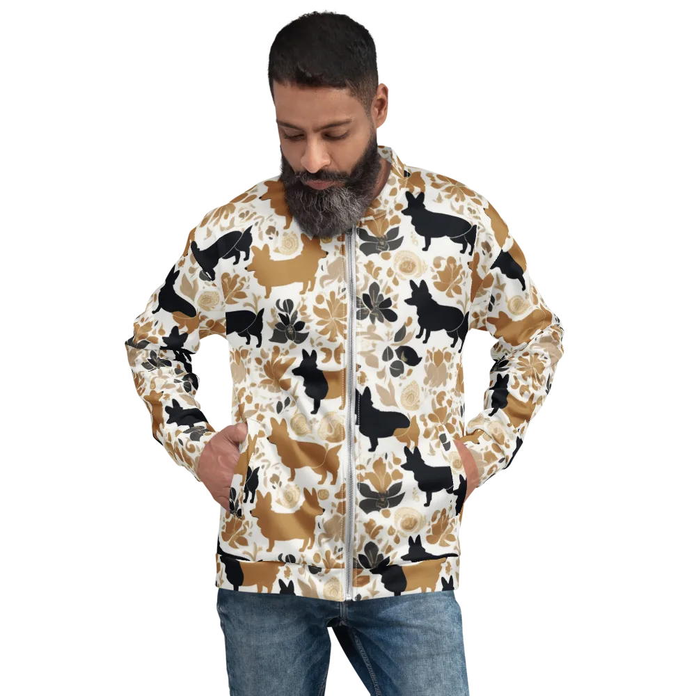 Canine Chinoiserie on Bomber Jacket — Front