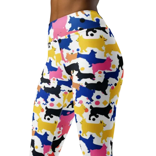Neon Dog Parade on a Yoga Leggings