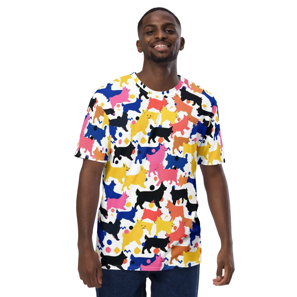 Neon Dog Parade on Men's Crew Neck T-Shirt — Front