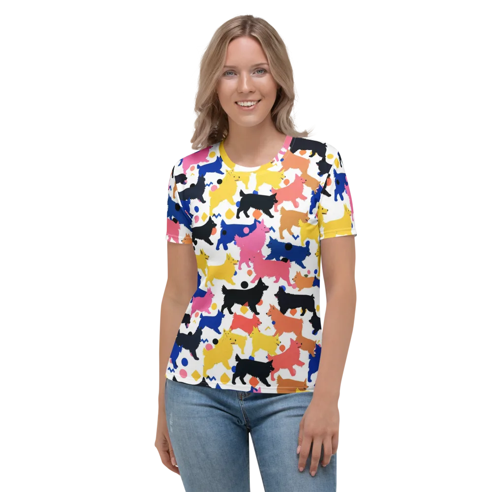 Neon Dog Parade on Women's Crew Neck T-Shirt — Front